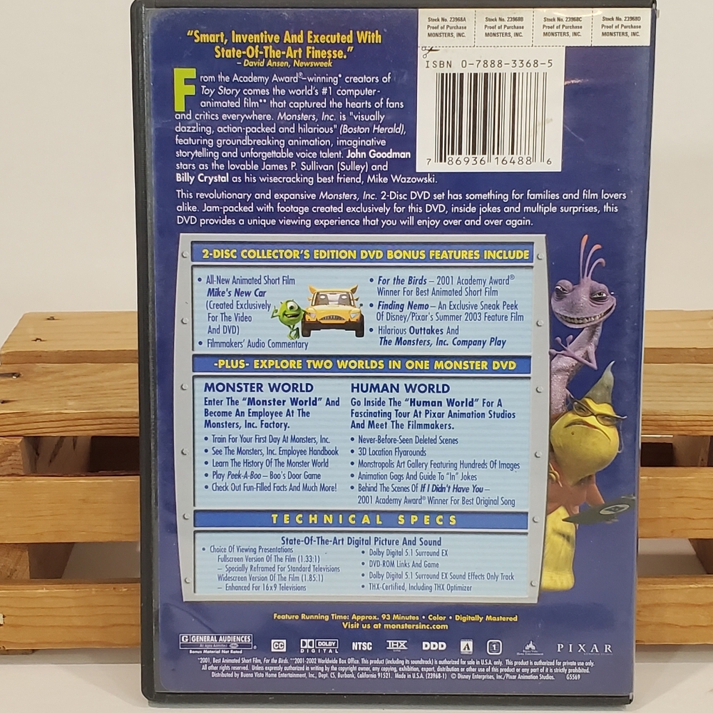 Disney Pixar Monsters, Inc. DVD Collectors Edition Movies Family Entertainment - Picture 2 of 4